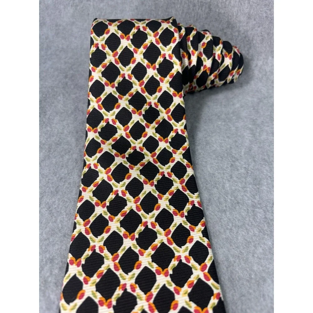 Robert Talbott‎ Nordstrom Tie Black W/ Lattice Geometric Colorful L:57” W:4”